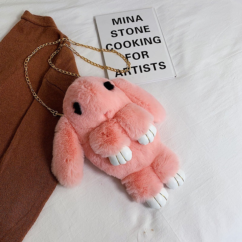 Rabbit Kids Plush Messenger Bag with Chain