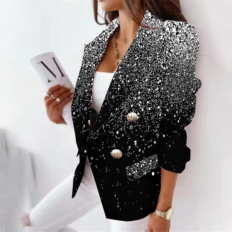 3D Color Print Slim Fit Suit Jacket for Women