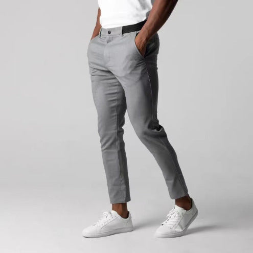 Men's Slim Fit Business Suit Pants Gray Straight