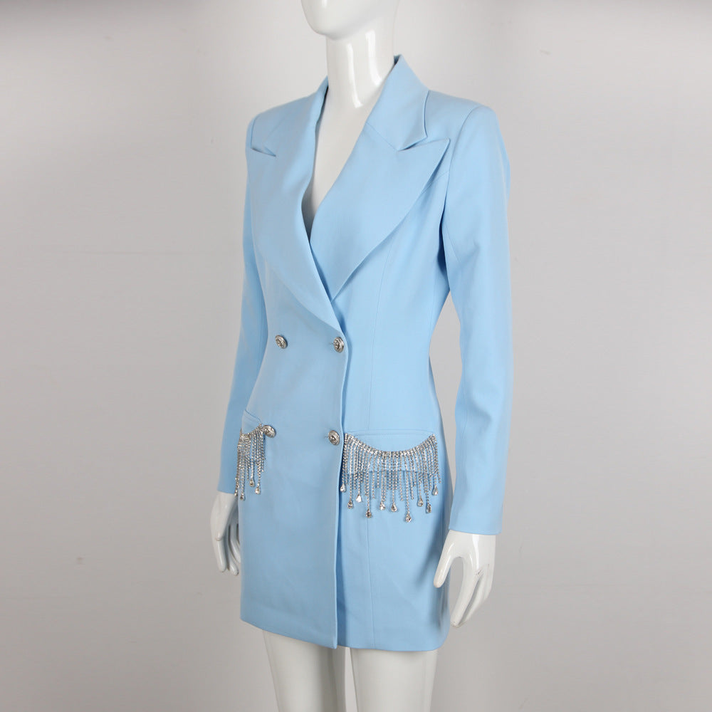 Tailleur femme élégant et décontracté, couleur unie, manches longues