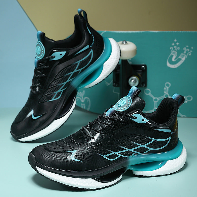 PU Leather Casual Lightweight Running Sneakers with Composite Rubber Sole