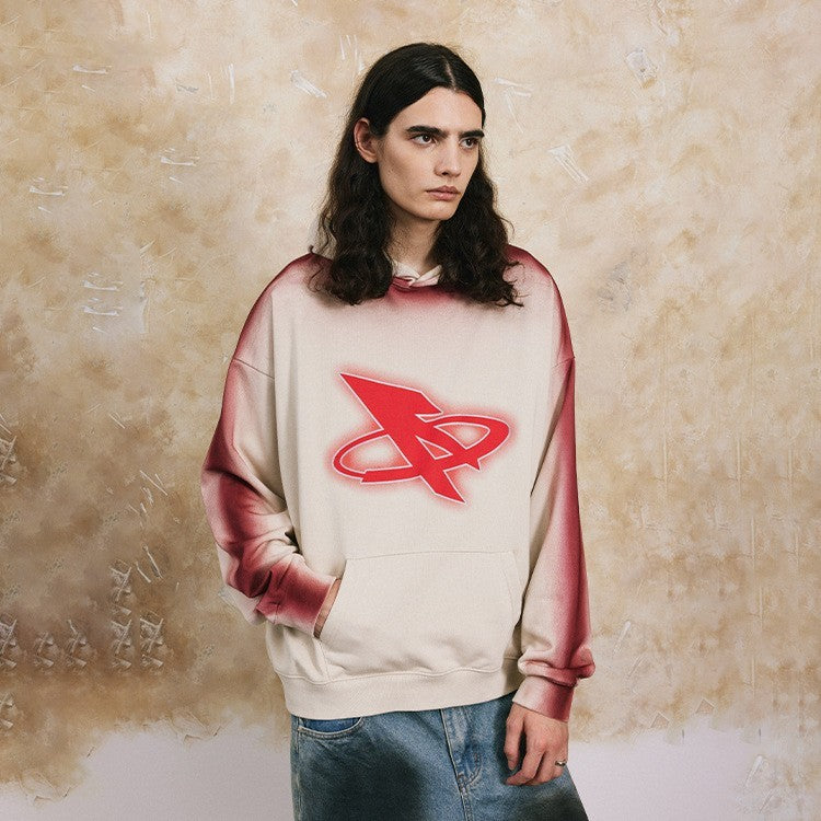 Hooded Sweater Hand-painted Crack Printing