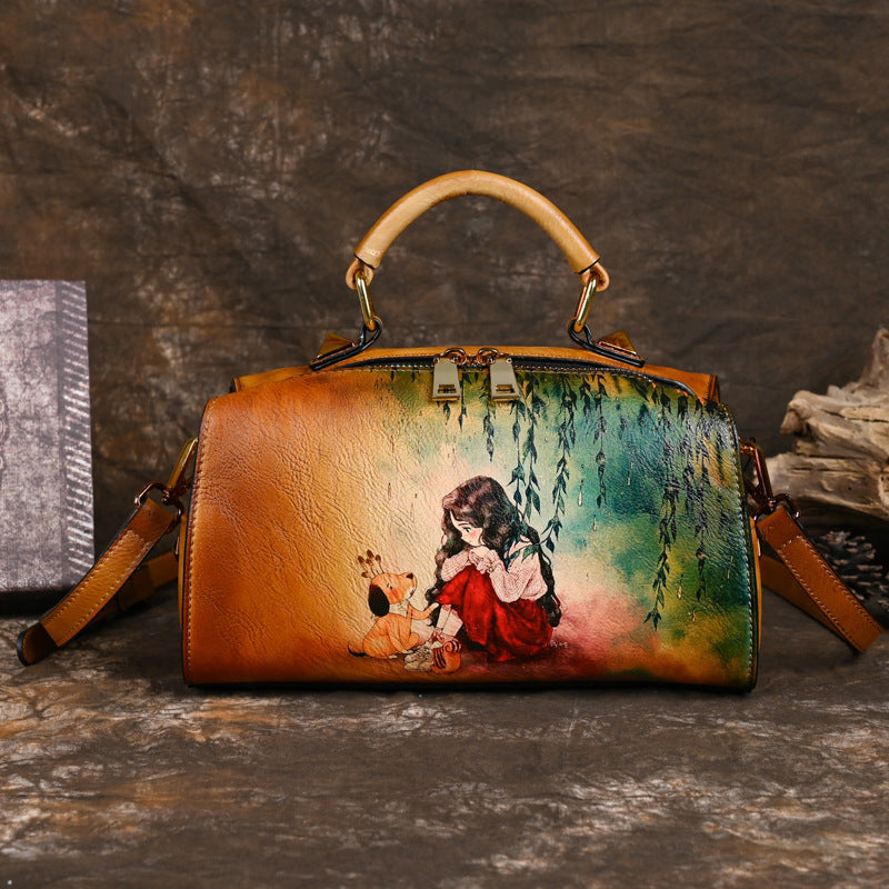 Sac à bandoulière multifonctionnel grande capacité pour femmes à dégradé dessiné à la main
