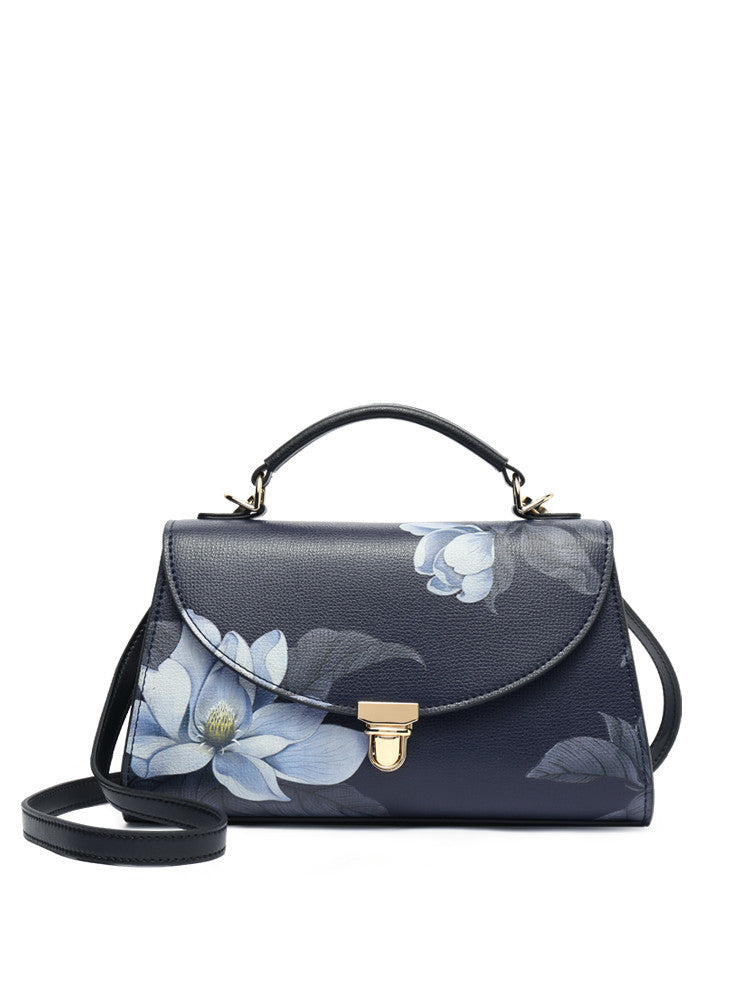 Middle Aged Women's Grey Leather Shoulder Bag Handbag