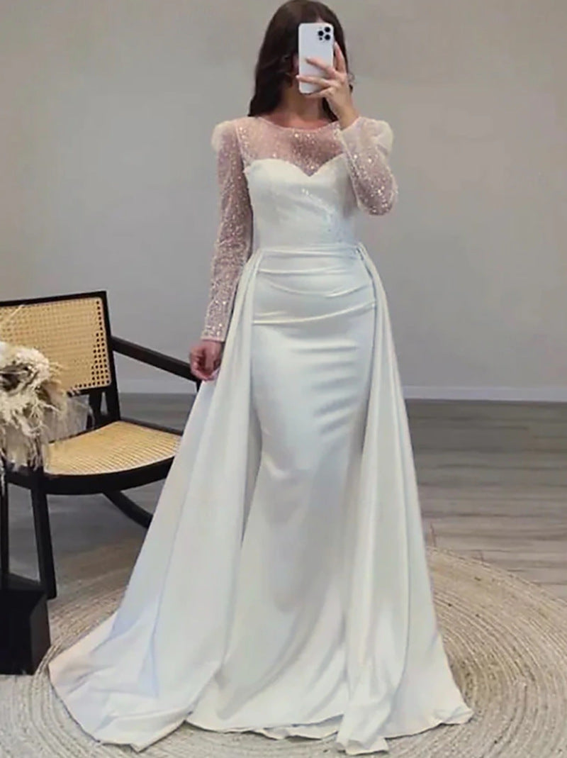 Dazzling Sequin Queen Maxi Evening Gown with Long Sleeves