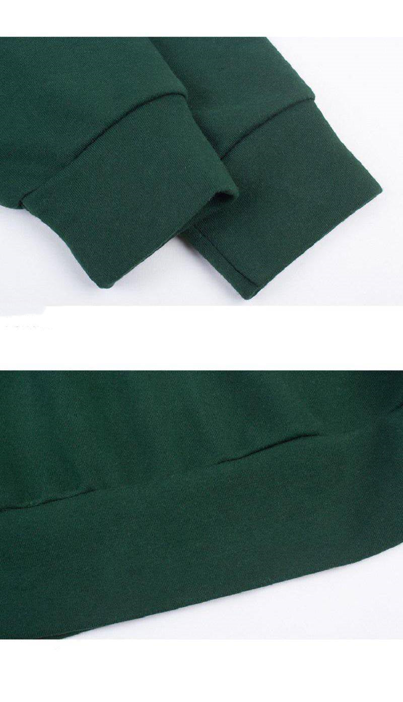 American Retro Dark Green Cotton Round Neck Sweater for Women