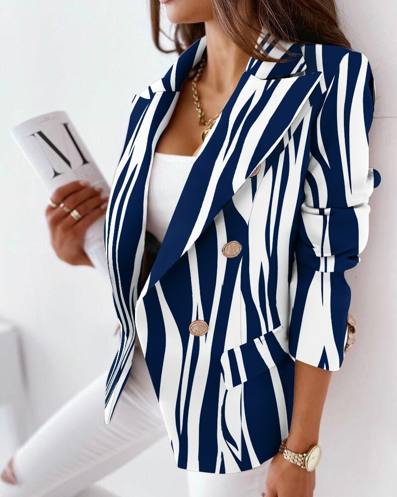 Women's Fashion Print Coat Suit
