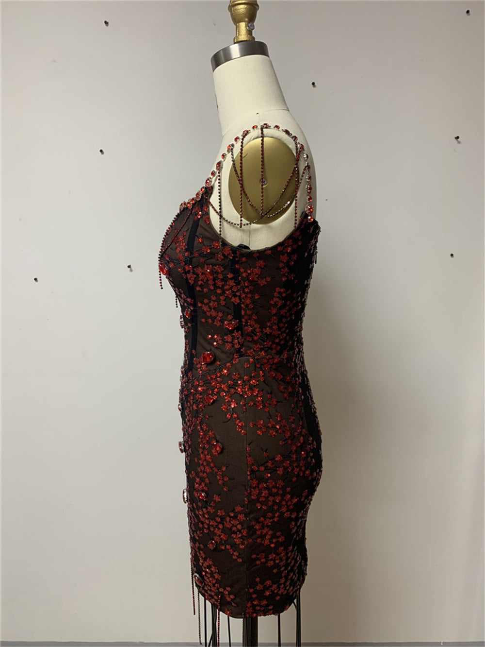 Women's Summer Cotton Sleeveless Diamond-Embellished Mini Dress