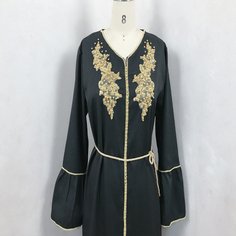 Middle East Women's Pearl Robe Dress in White, Red, Black, Blue - Sizes S-XXL
