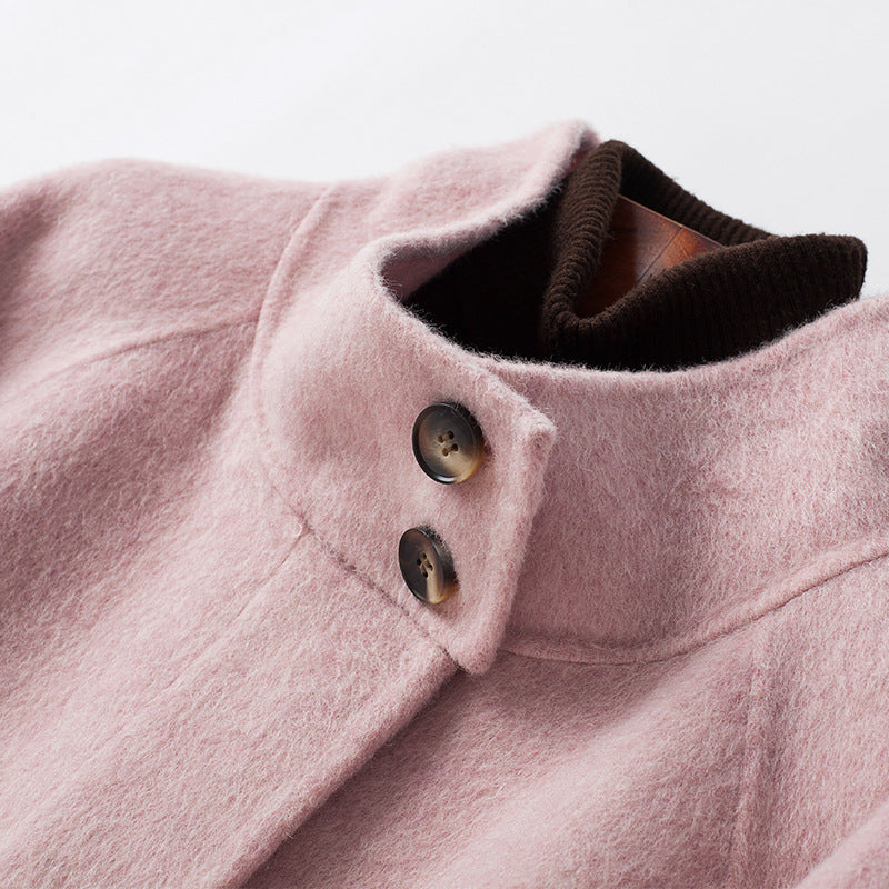 Manteau en laine amincissant mi-long double face en cachemire pour femme