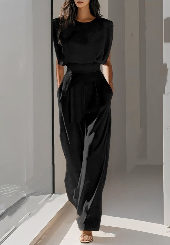 Summer Solid Color Sleeveless High Waist Jumpsuit