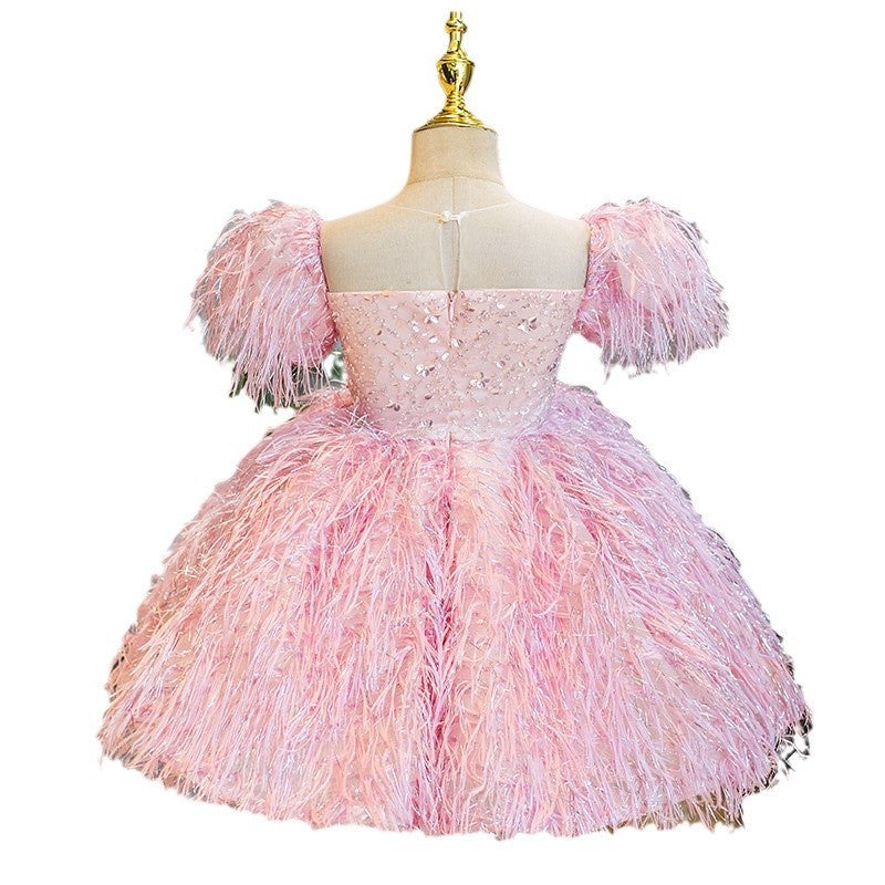 Polyester Girl Princess Dress Small Host Performance Costume