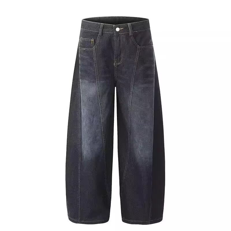 Women's High Waist Dark Blue Wide Leg Denim Jeans