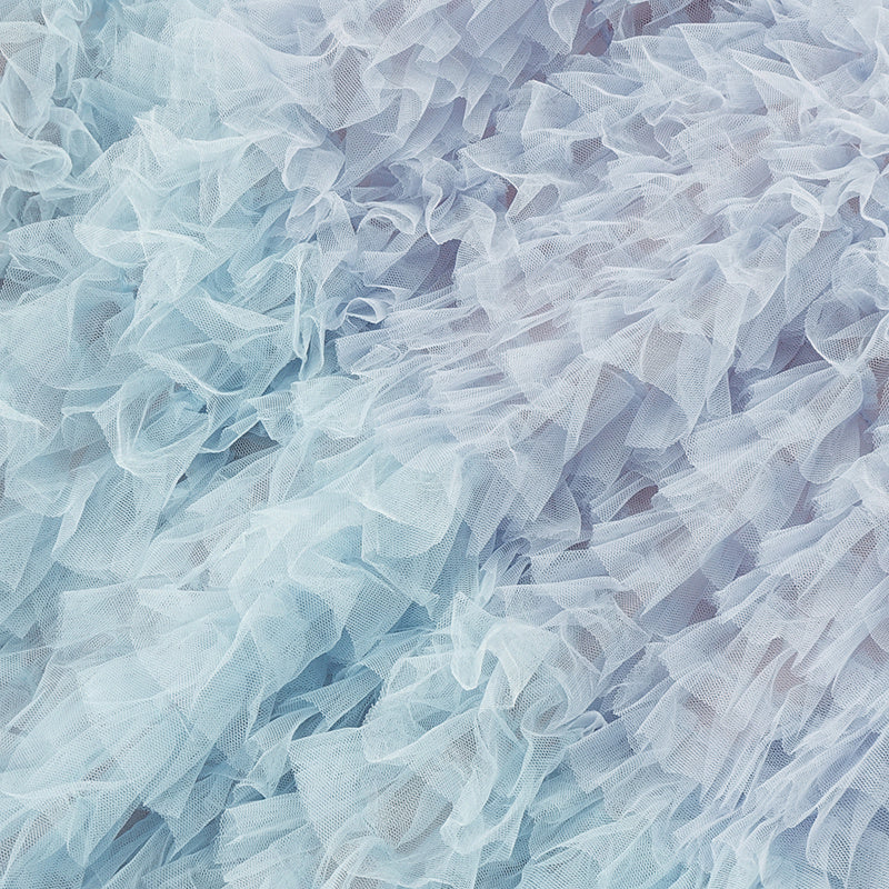 Light Blue Sleeveless Off-Neck Mesh Gradient Tube Dress