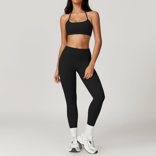 Quick-drying Folding High Waist Casual Halter Tight Back Yoga Suit