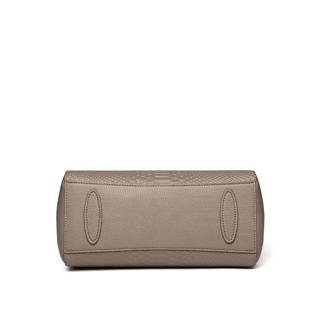 Women's Genuine Leather Handbag - Soft Cowhide, 26x13x19 cm, Black & Khaki