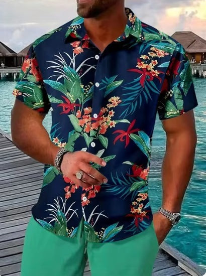 3D Digital Print Short Sleeve Shirt and Shorts Set