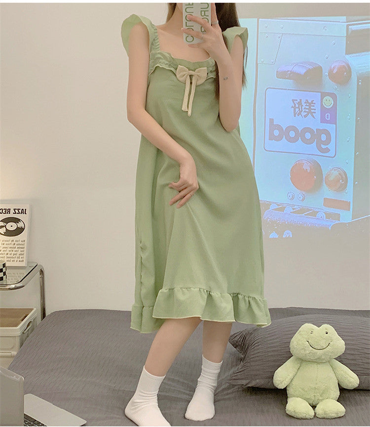 Summer Bubble Cotton Pajamas Female Sweet Fairy Wind Sling