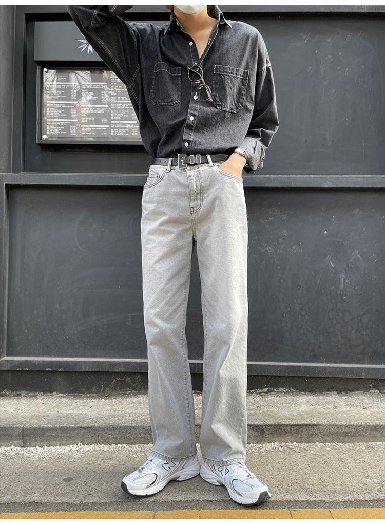 Trendy Denim Shirt Men's Long Sleeve