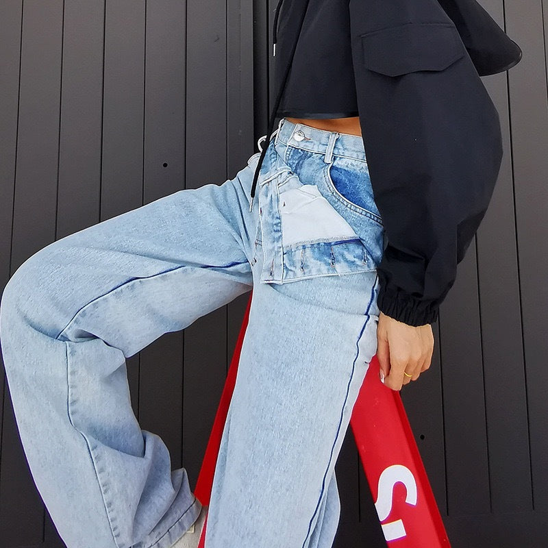 High Waist Wide Leg Denim Jeans for Women