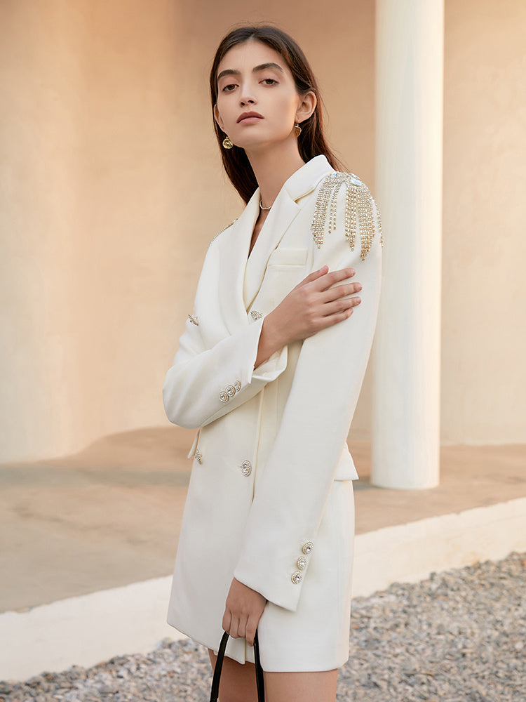 Double-Breasted Woolen Suit Dress