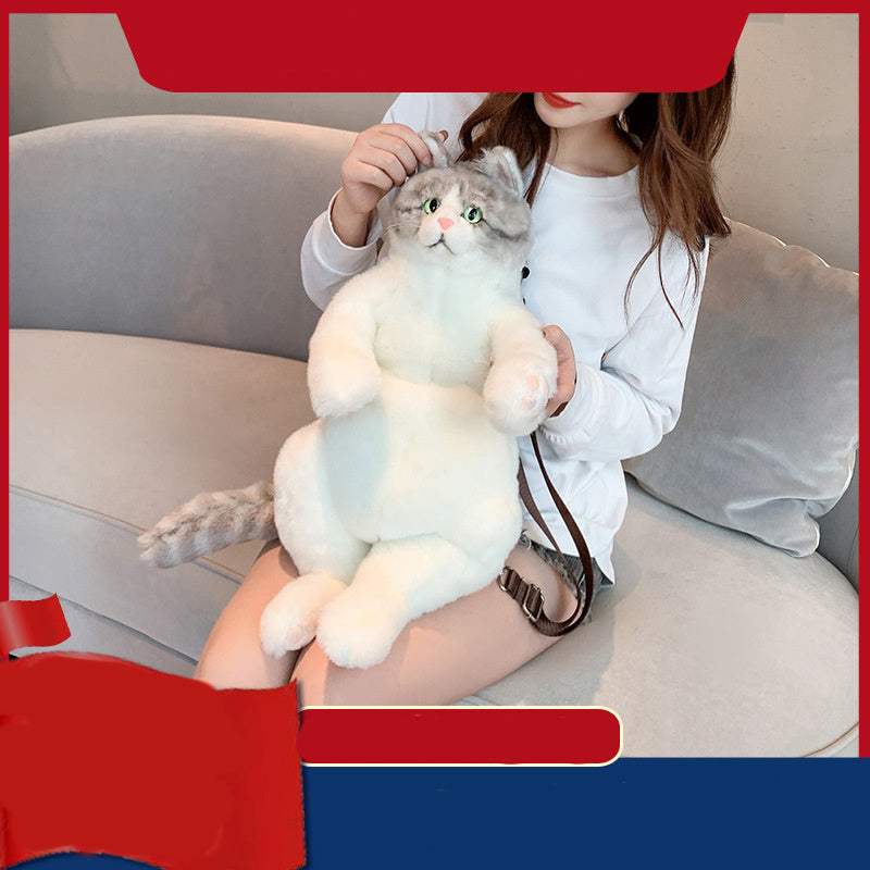 Sac à dos en peluche chat mode femme 22x12x14cm