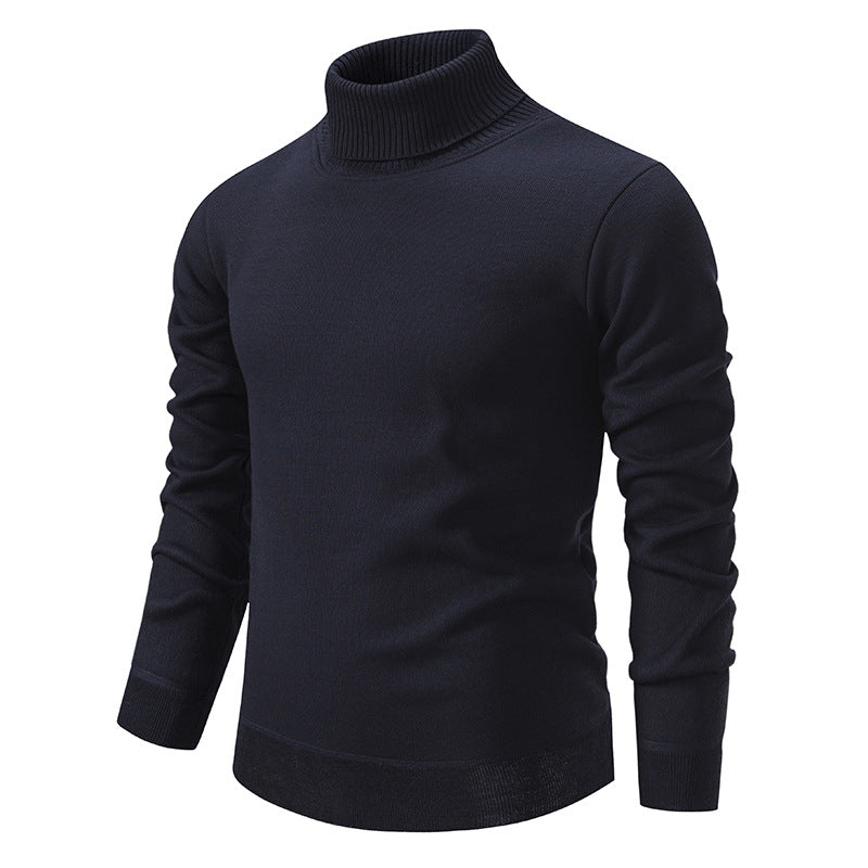 Men's Fleece-Lined Turtleneck Pullover Sweater Long Sleeve Knitted Top