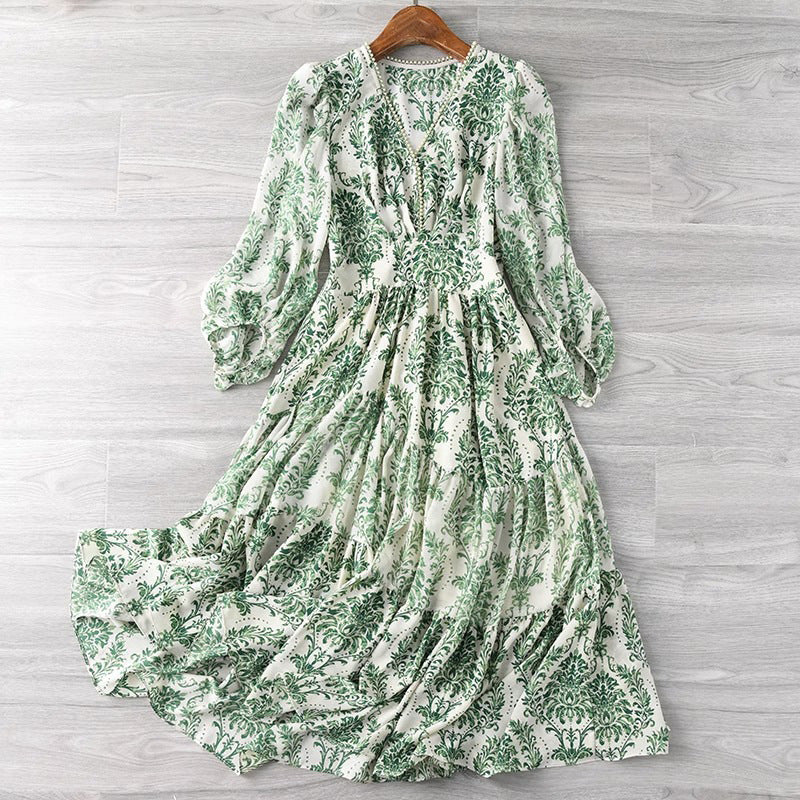 Jupe enfant taille haute amincissante, motif floral, style "Light Luxury"