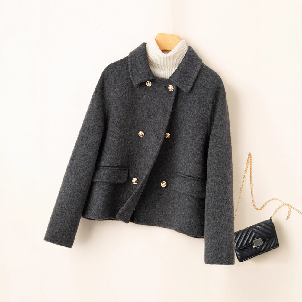 Double-Sided Women's Short Wool Overcoat Small Size