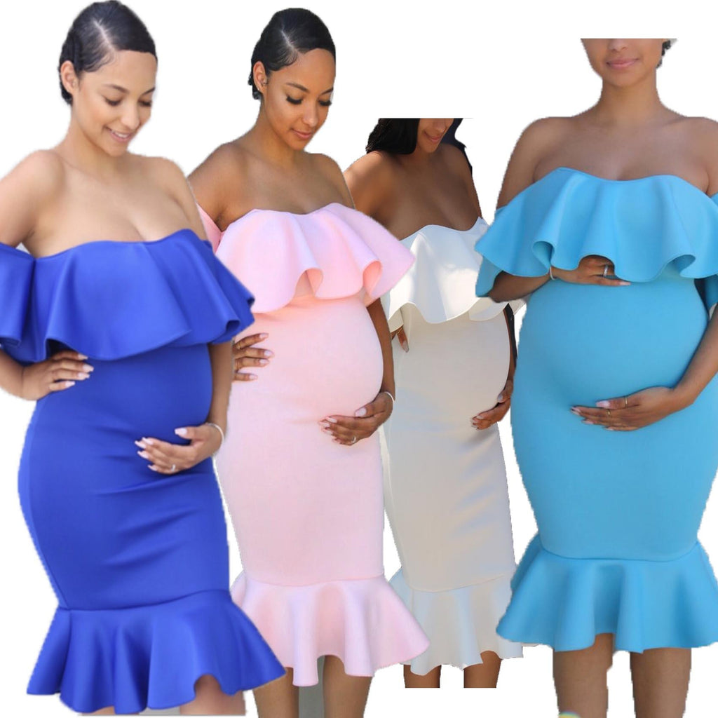 Women’s Elastic Ruffle Maternity Dress