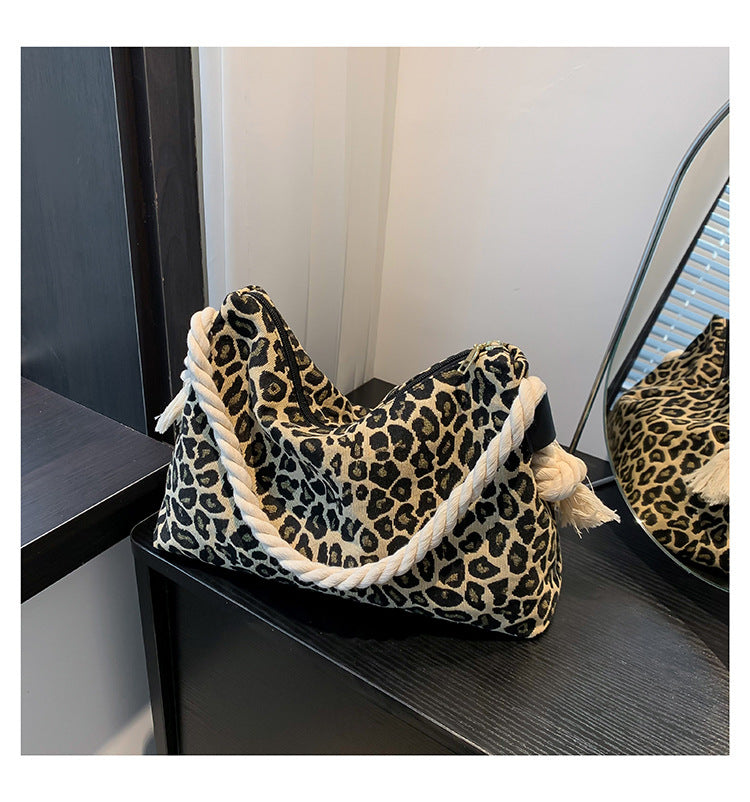 Leopard Print Large Capacity Crossbody Shoulder Bag for Women