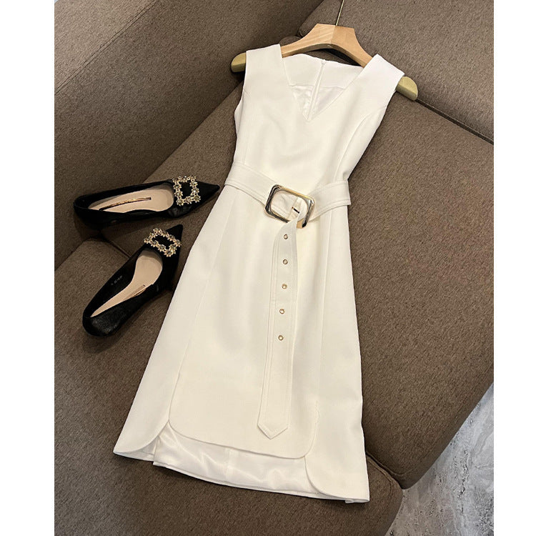 Women's White Denim Vest Skirt and Jacket Two-Piece Set