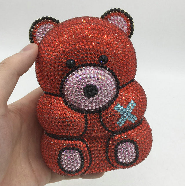 Fashion Bear Shape Rhinestone Party Banquet Bag 11x4x6CM PU