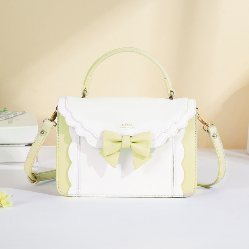 Sac à bandoulière carré en PU style nœud pour femme 21x15x9.5cm