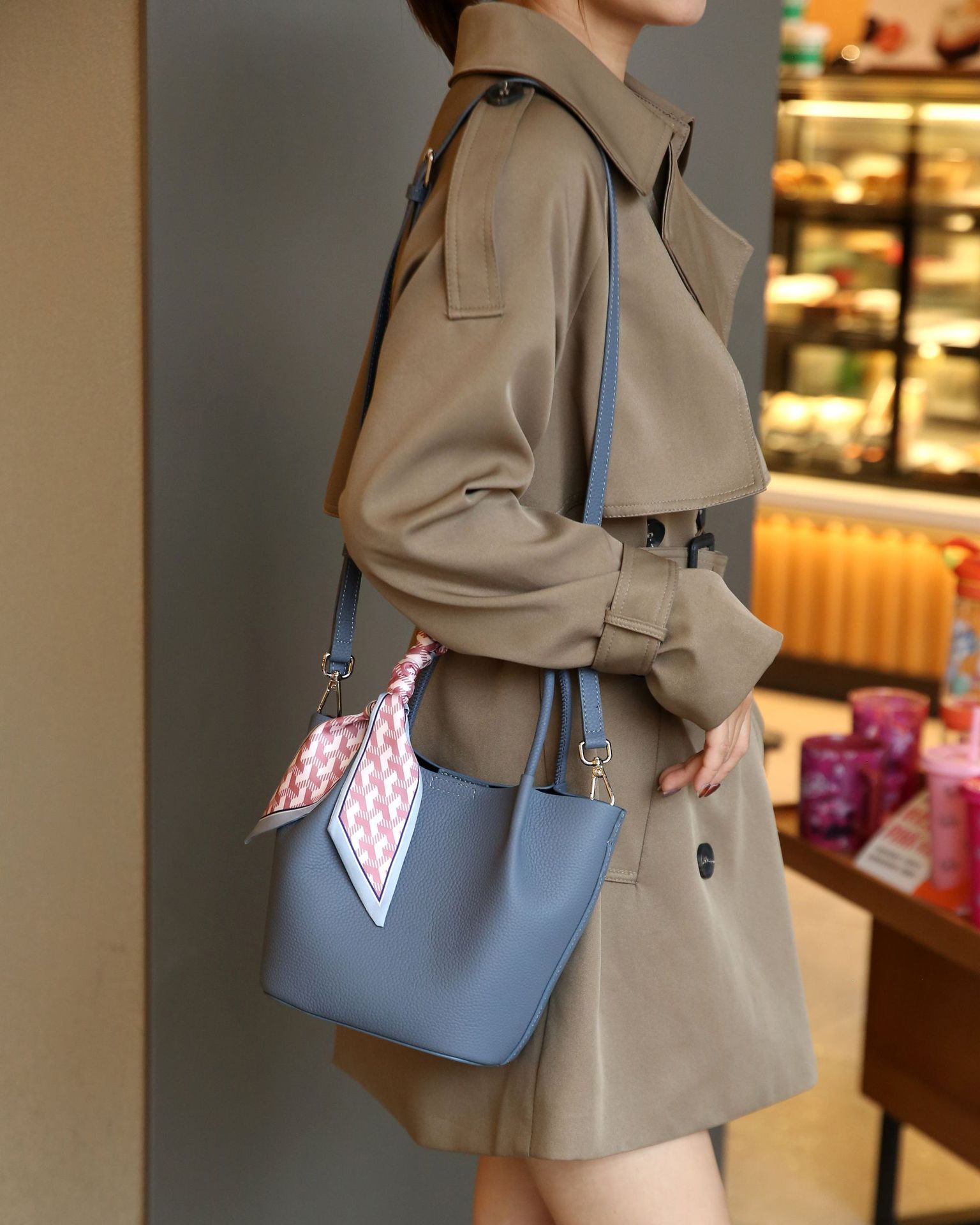 Sac pour femme en cuir véritable à bandoulière 27x11x19cm