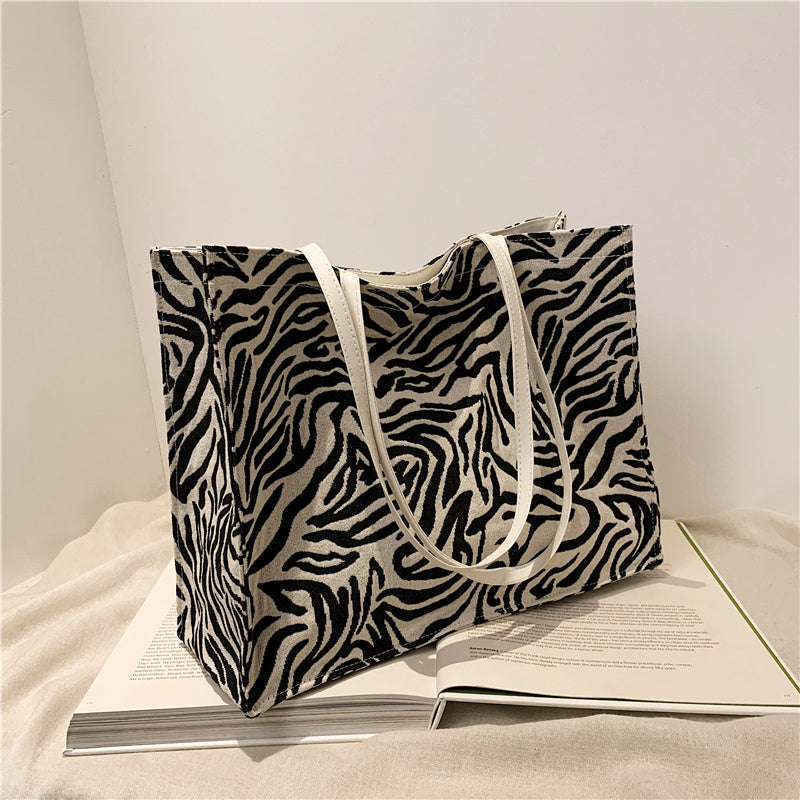 Sac bandoulière carré à rayures zébrées vintage coréen pour femmes