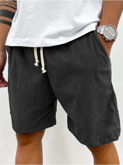 Men's Corduroy Drawstring Shorts with Pockets – Casual Summer Pants
