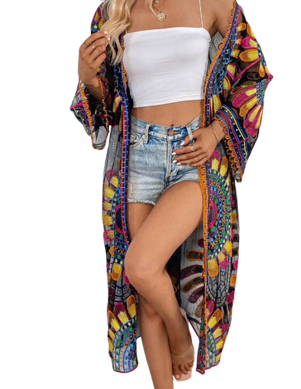 Women's Beach Cover-Up Cardigan Sun Protection Free Size
