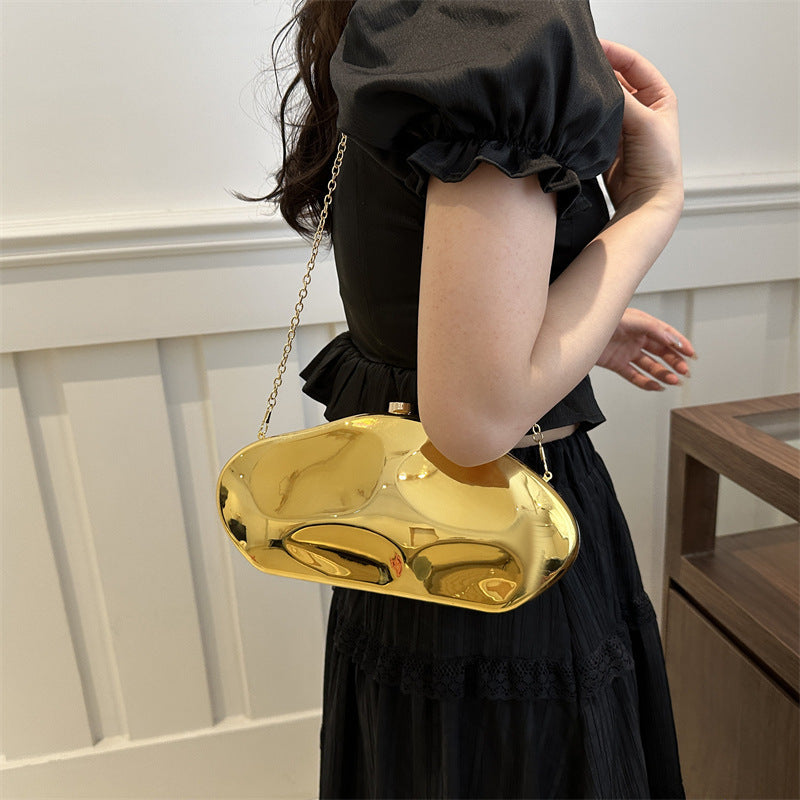 Acrylic Oval Hard Dinner Bag Crossbody with Chain 26.5x12.5x4cm