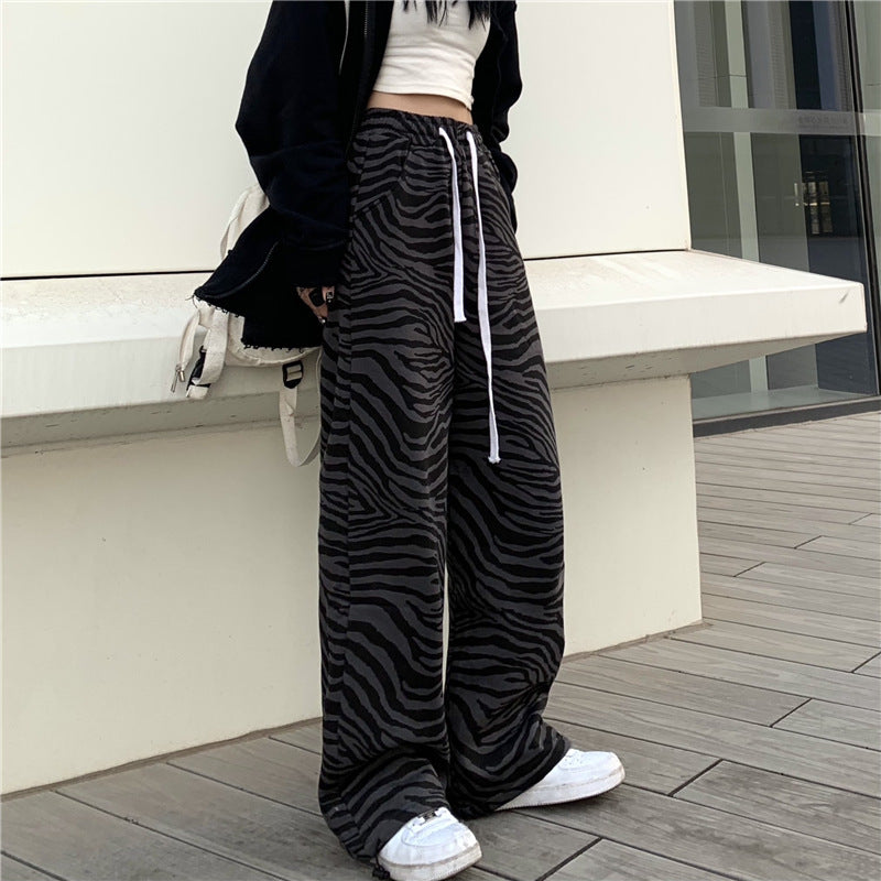 Men's And Women's Thickened Printed Wide-leg Casual Pants