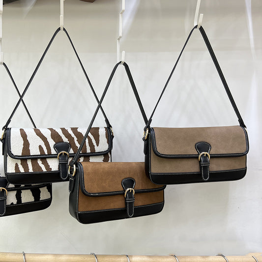 Women's Fashion Personality Splicing Zebra Pattern Satchel