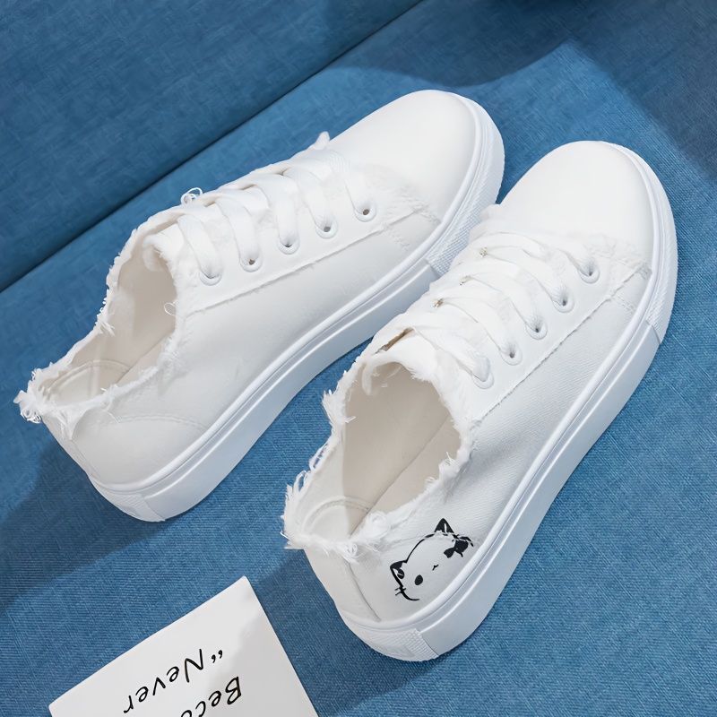 Women's White Canvas Breathable Casual Sports Shoes
