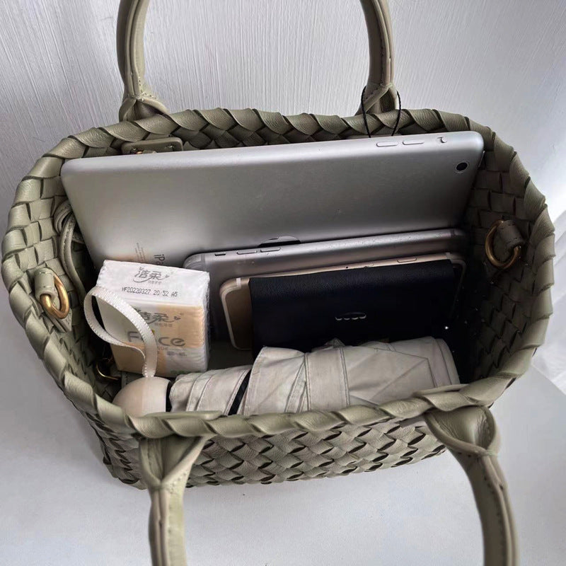 Sac à main femme en cuir véritable à porter sur l'épaule - Vert et noir, 20x12x15cm