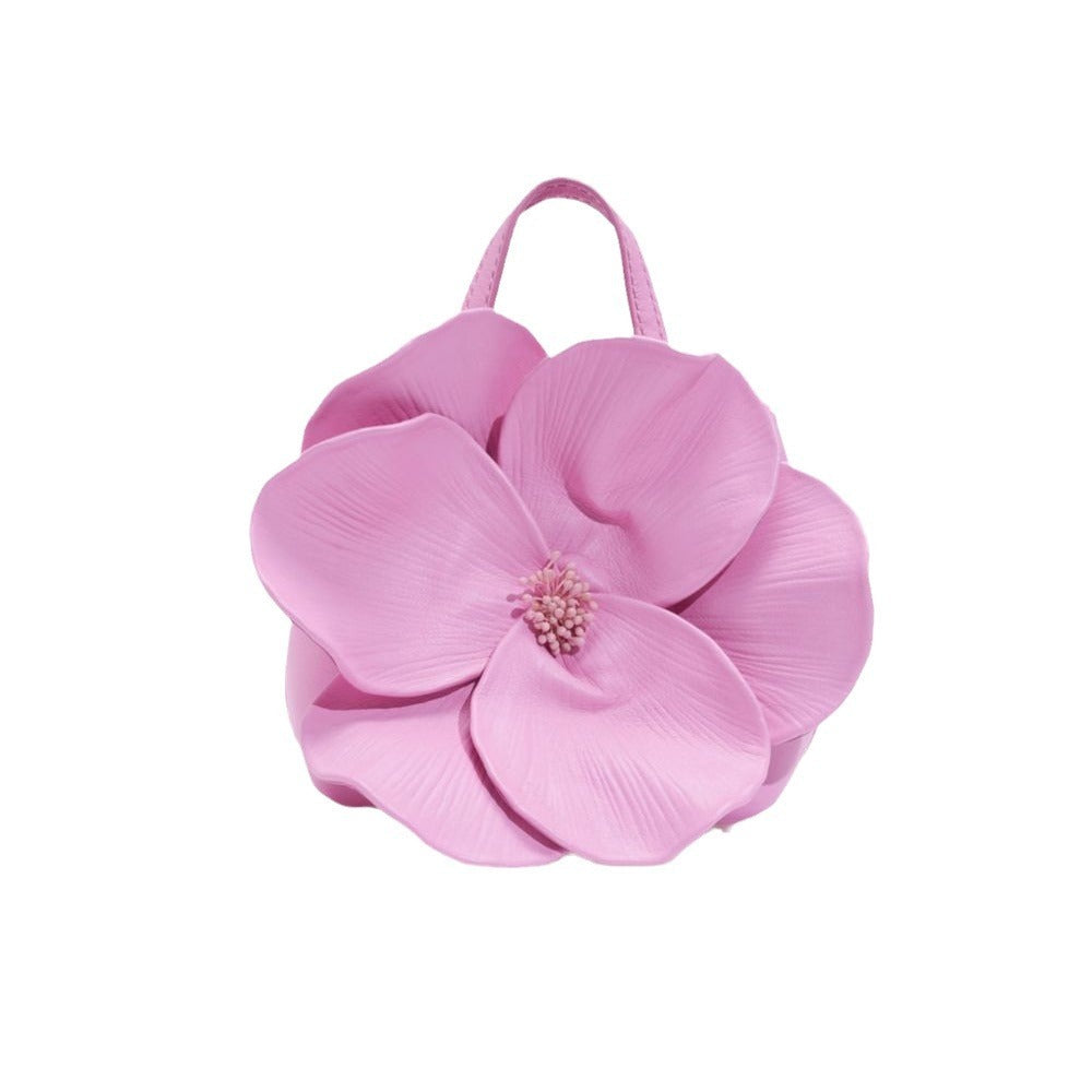 Sac cabas en PU avec fleur pétale de style français, sac à bandoulière