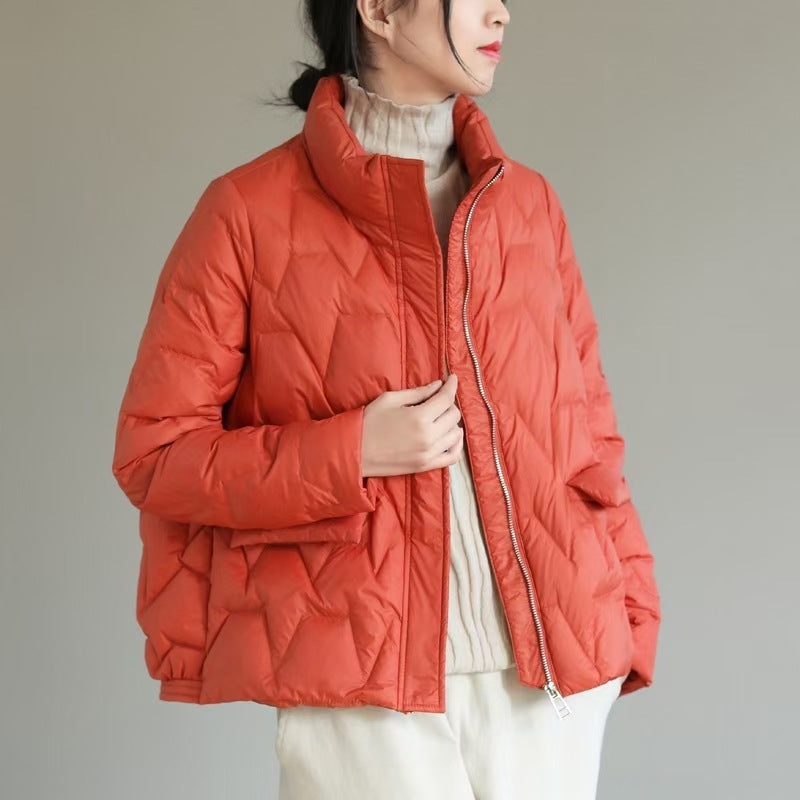 Pure Color All-Match Commuter Zipper Down Jacket