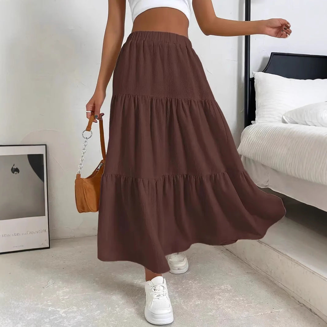 European & American Style Women’s Summer Bohemian Pleated Layered Long Skirt