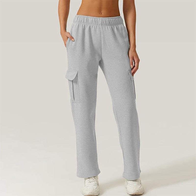 Pantalon de jogging taille haute élastiqué avec poches