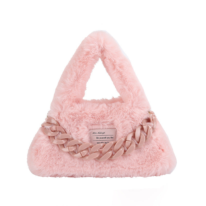 Ladies Plush Acrylic Chain Bag – Small & Large Sizes
