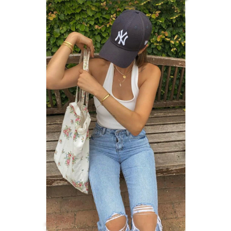 High Waist Light Wash Wide Leg Ripped Denim Jeans