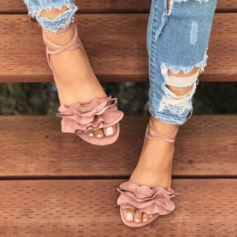 Plus Size Flower Flat Sandals for Women